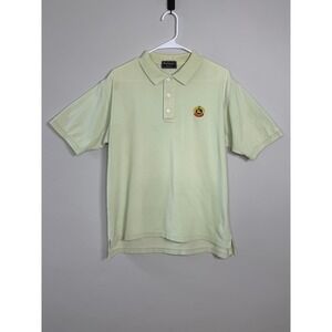Vtg Burberrys Polo Shirt Oversized S Green Crest Embroidered Pique Cotton-Fits L